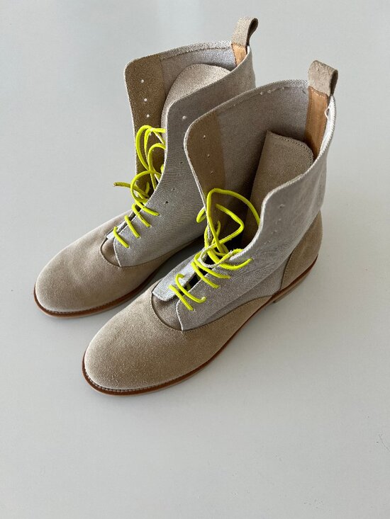 MM6 Maison Margiela Shoes - MM6 Maison Margiela Canvas & Suede Lace-Up Ankle Boots Size 39 – Unworn